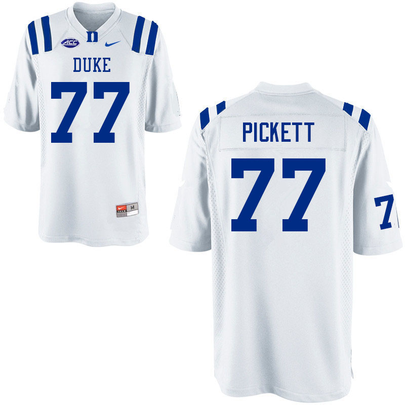 Men #77 Justin Pickett Duke Blue Devils College Football Jerseys Sale-White